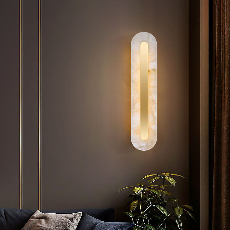 Brass Marble Oval Square Wall Lamp