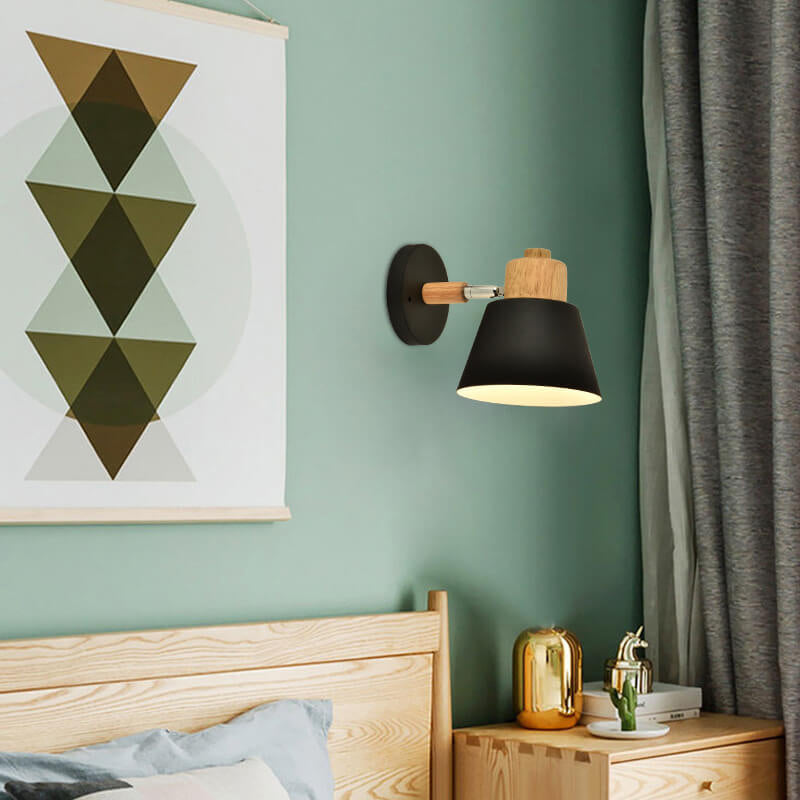 Macaron Dome Cone Wood Wall Lamp