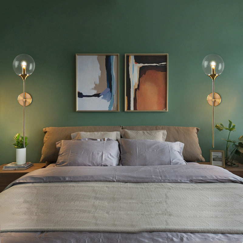 Round Iron Glass Living Wall Lamp