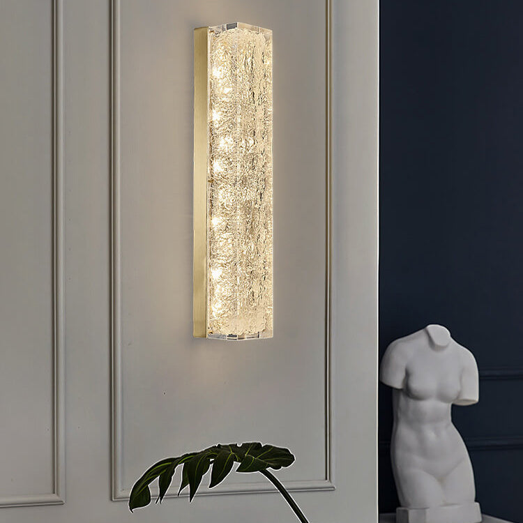 Brass Clear Resin Rectangular Wall Lamp