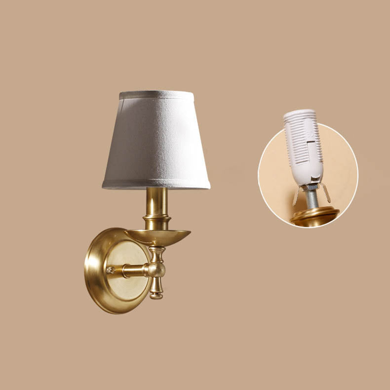 Trapezoidal Candelabra Copper Fabric Wall Lamp