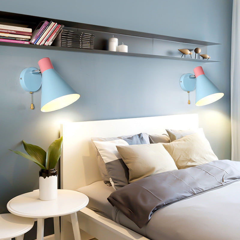 Blue Cone Reading Wall Lamp