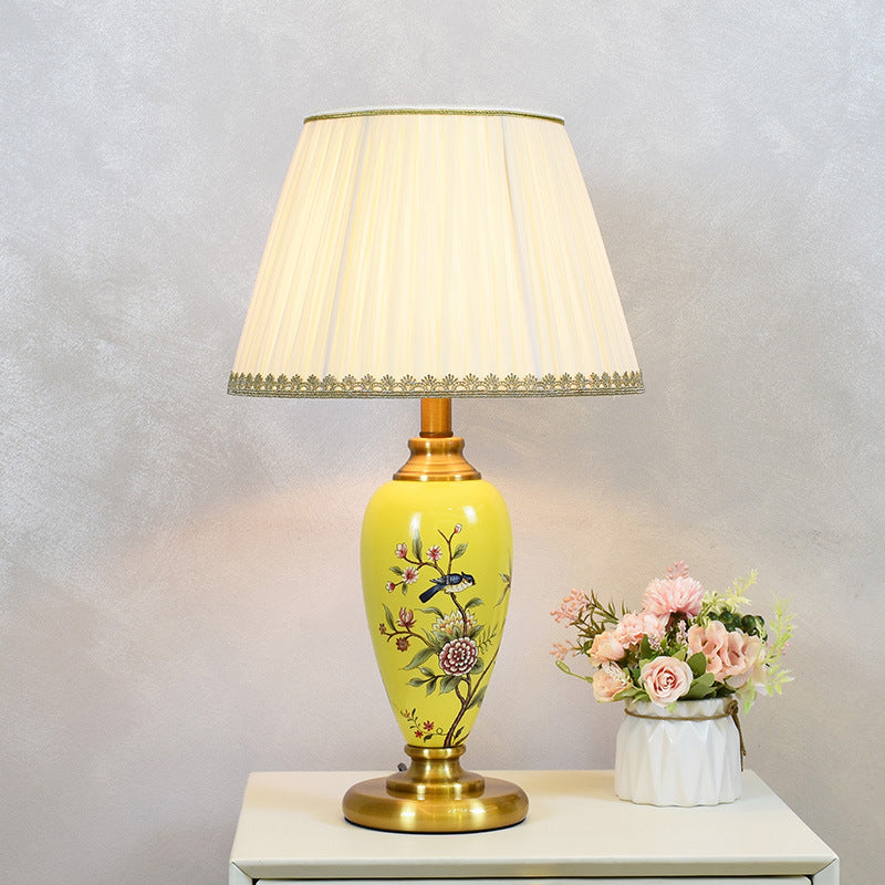 Bird Flower Cylinder Hardware Table Lamp