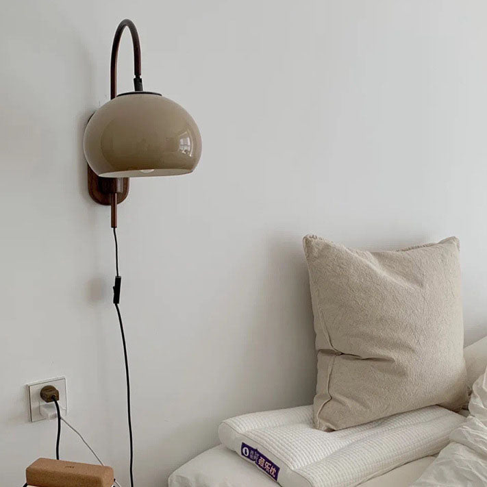 Minimal Glass Solid Wood Wall Lamp