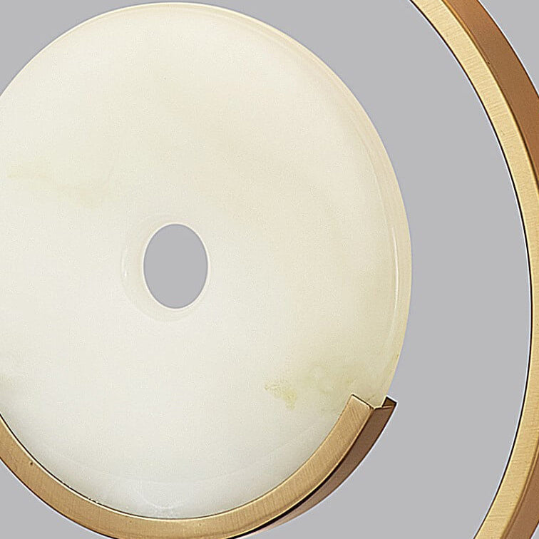 Brass Jade Circle Shape Table Lamp