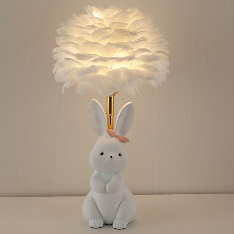 Rabbit Feather Orb Metal Table Lamp