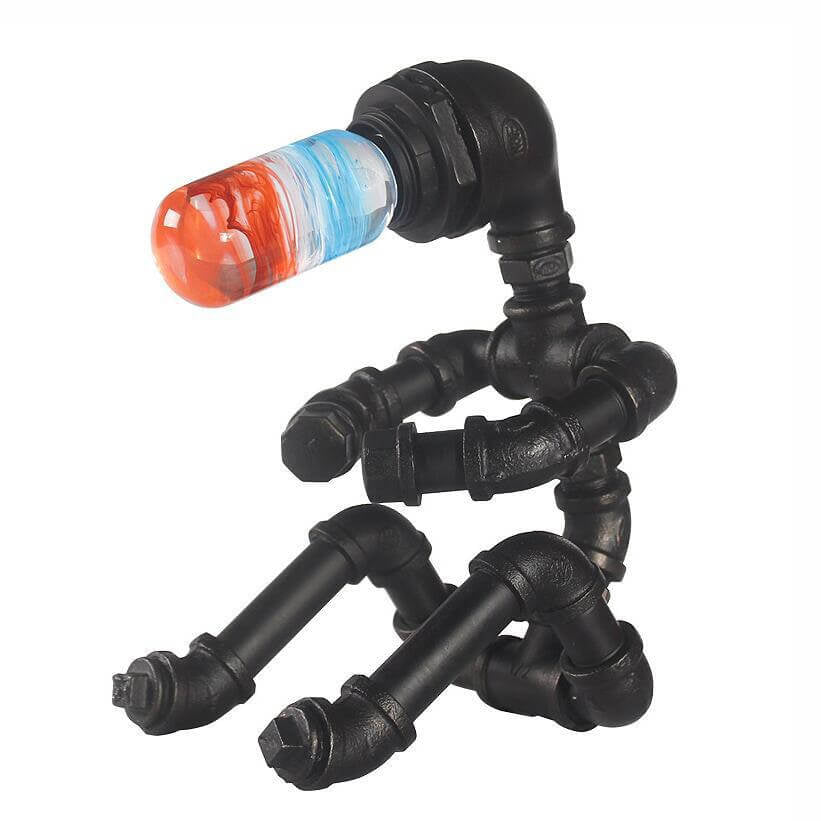Personality Iron Pipe Robot Table Lamp