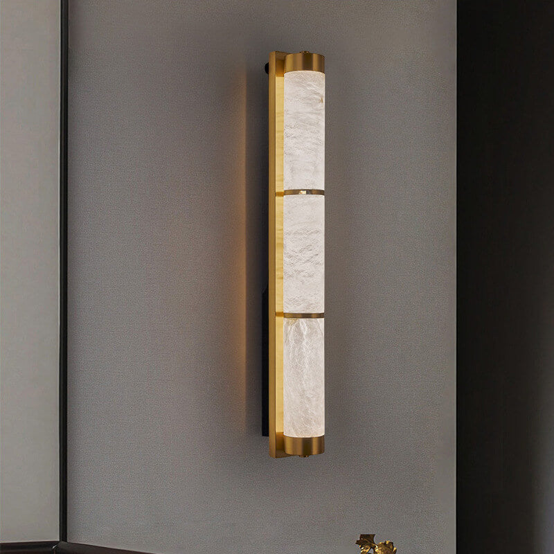 Full Copper Marble Column Wall Lamp