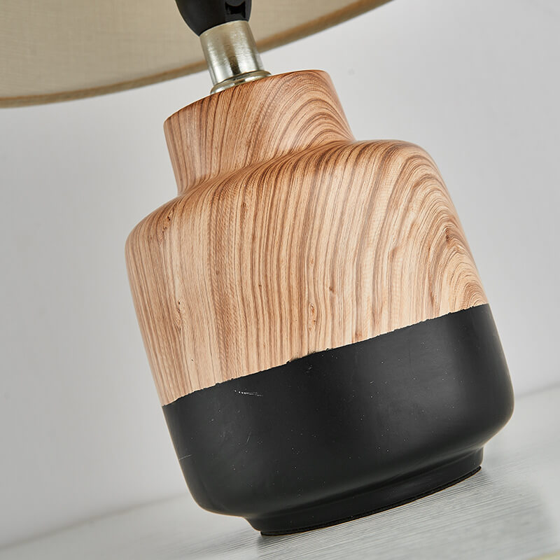 Wood Grain Fabric Ceramic Table Lamp