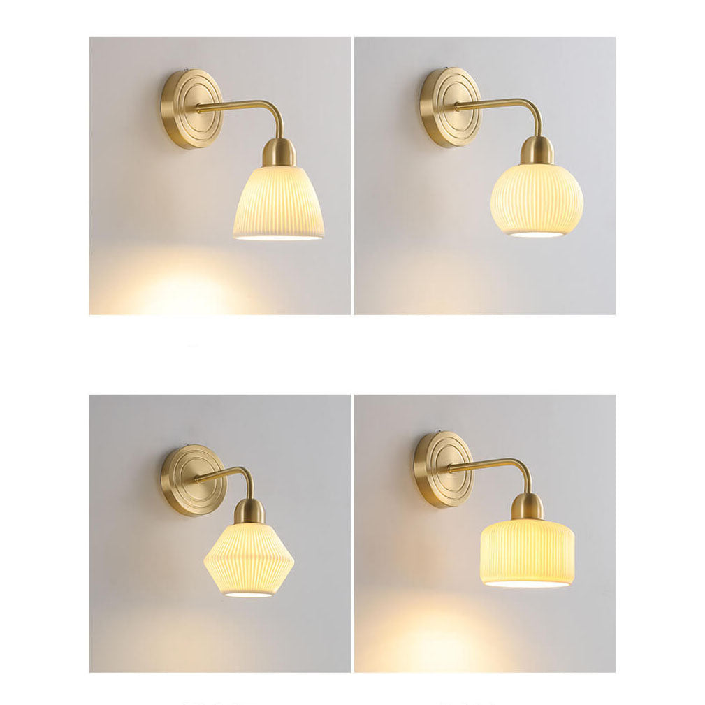 Striped Ceramic Round Jar Wall Lamp