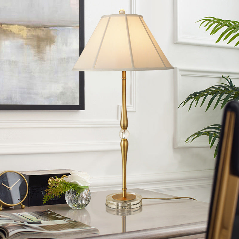 Fabric Pleated Cone Long Table Lamp