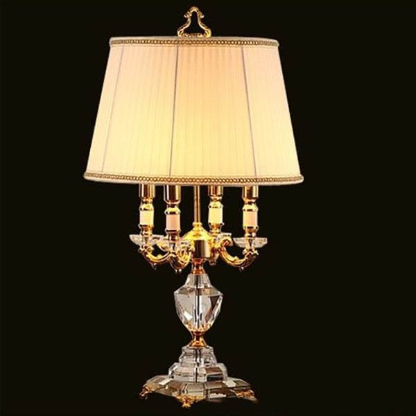 Fabric Candle Holder Crystal 4-Light Table Lamp