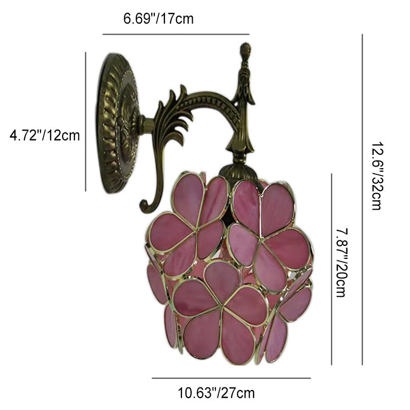 Flower Shaped Glass Metal Wall Lamp