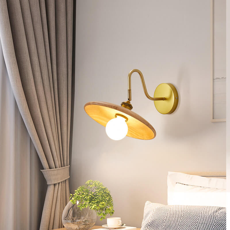 Wooden Tray Shaped Wall Lamp