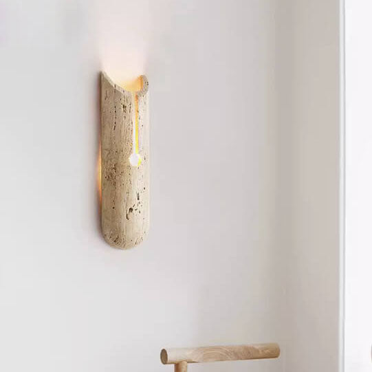 Yellow Travertine Half Oval Wall Lamp