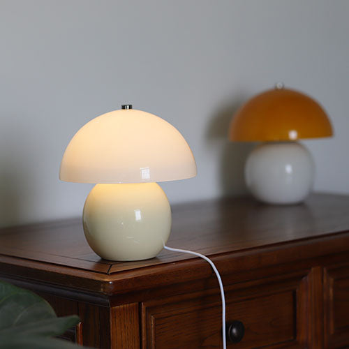 Cream Glass Mushroom Ceramic Table Lamp