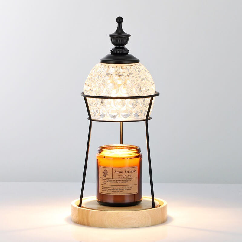 Wooden Crystal Melting Wax 2-Light Table Lamp