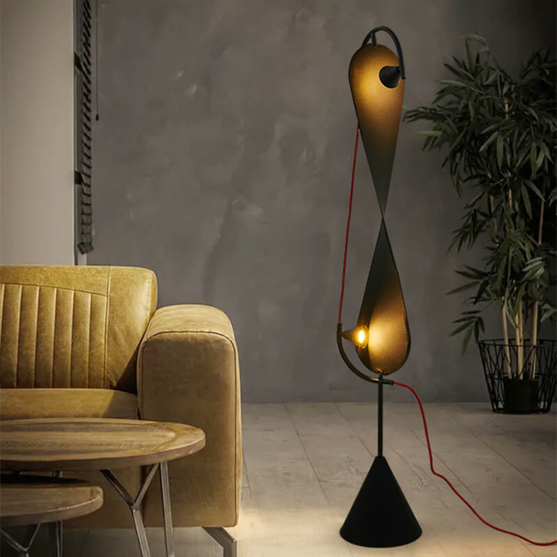 Spiral Iron High-stretch Fabric 2-Light Floor Lamp