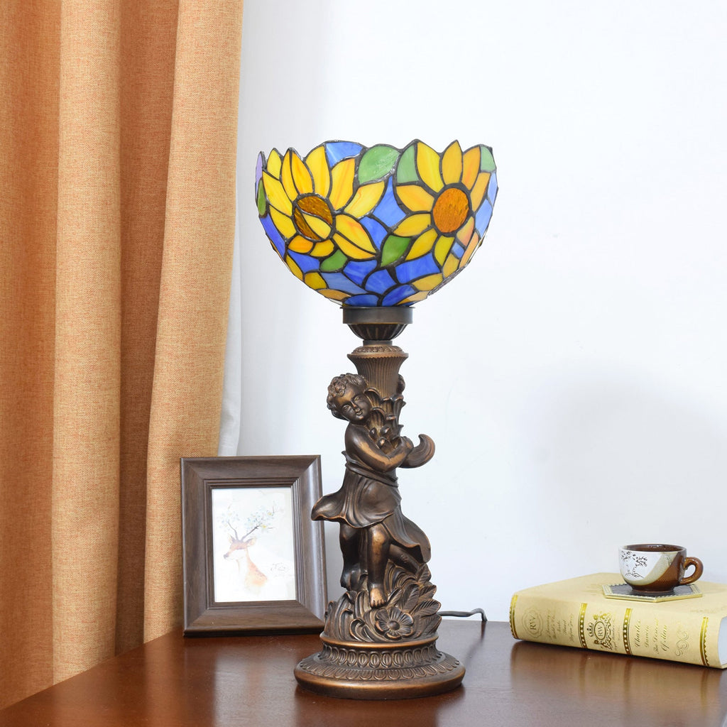 Resin Glass Hemispheric Sunflower Table Lamp