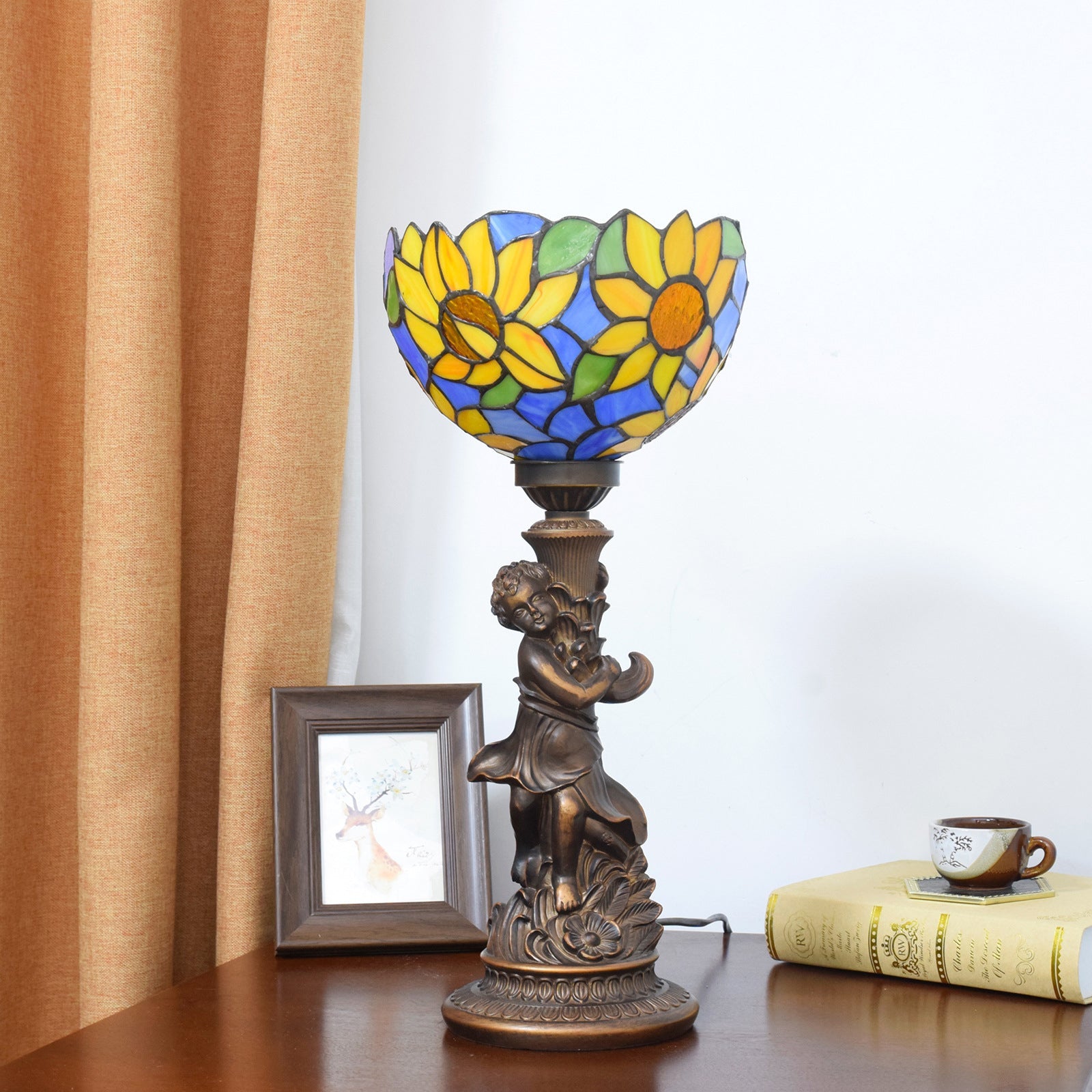 Resin Glass Hemispheric Sunflower Table Lamp