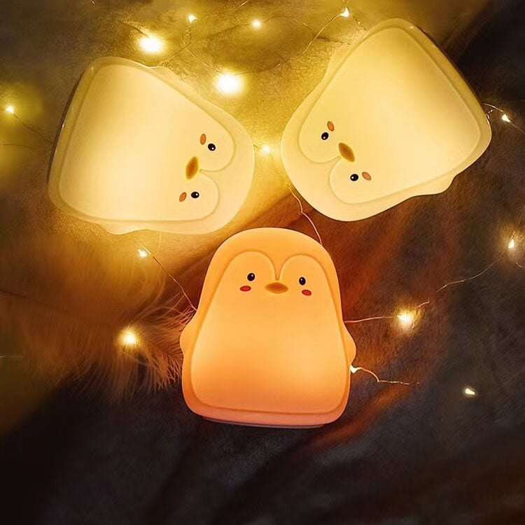 Cartoon Penguin Silicone Kids Table Lamp