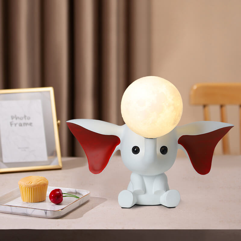 Cartoon Elephant Moon Resin Table Lamp