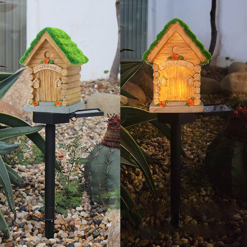 Resin Wooden House Lawn Outdoor Light