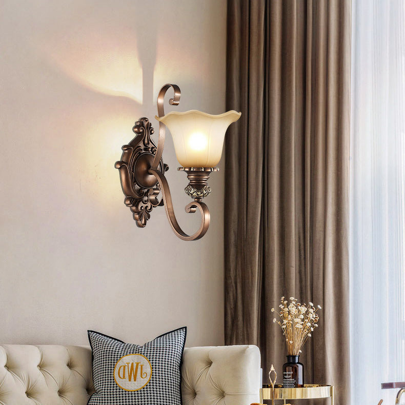 Frosted Glass Flower Iron Wall Lamp