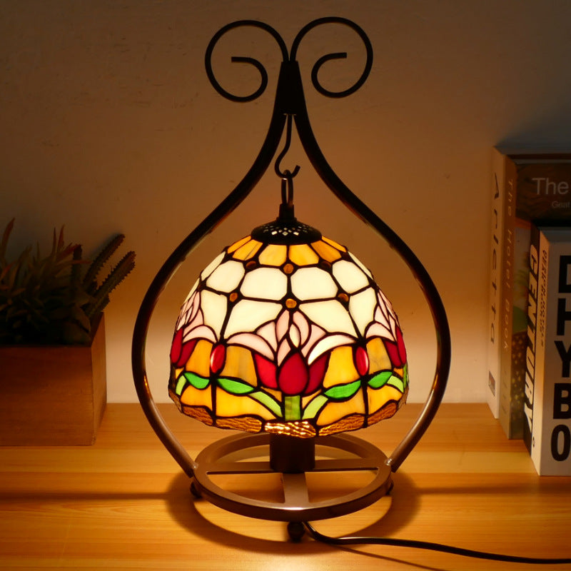 Style Heart Stained Glass Table Lamp