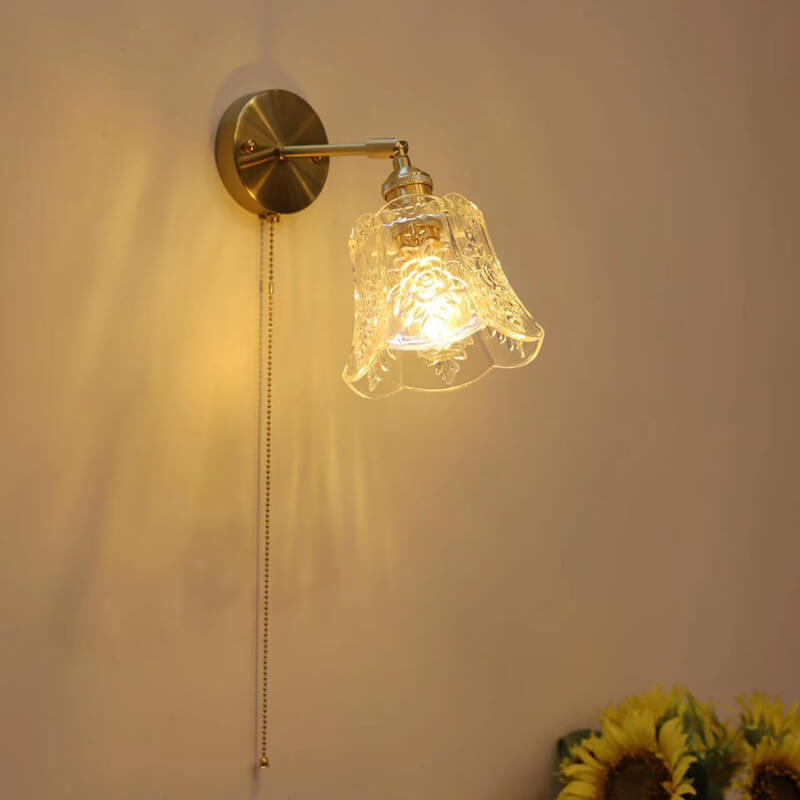 Brass Glass Pull Wire Wall Lamp