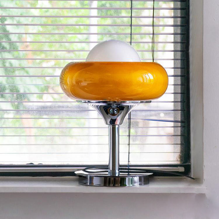 Silver Finish Frame Custard Table Lamp