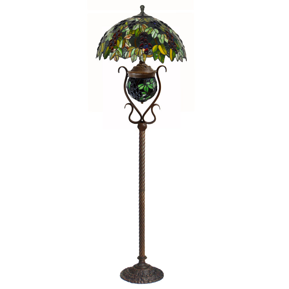 Stained Glass Grape Decor 3-Light Floor Lamp
