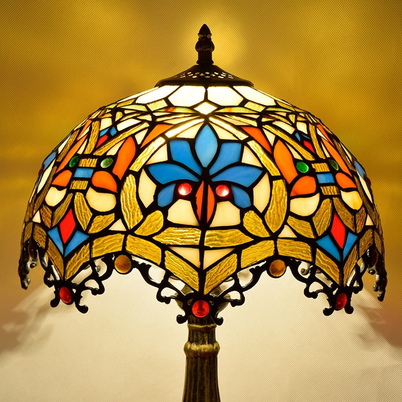Flower Gemstone Stained Glass Table Lamp