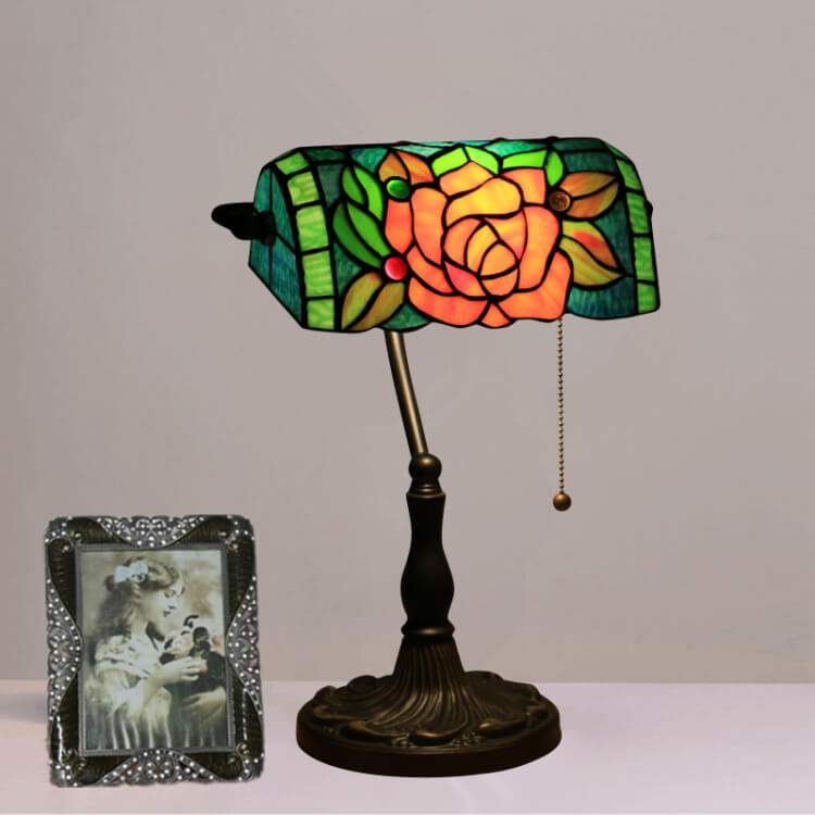Blooming Flowers Stained Glass Table Lamp