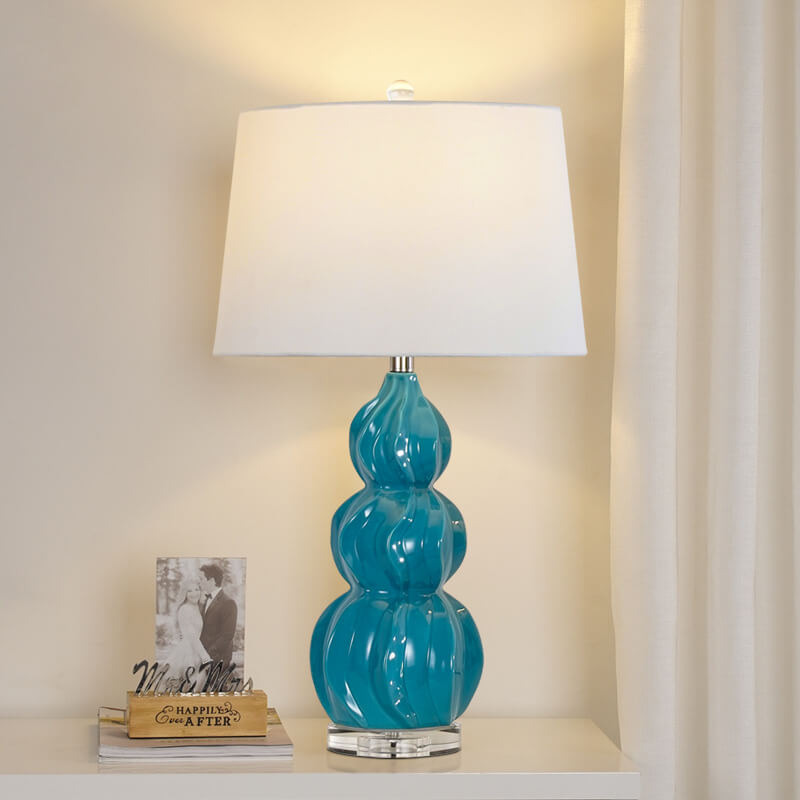 Striped Gourd Ceramic Fabric Table Lamp