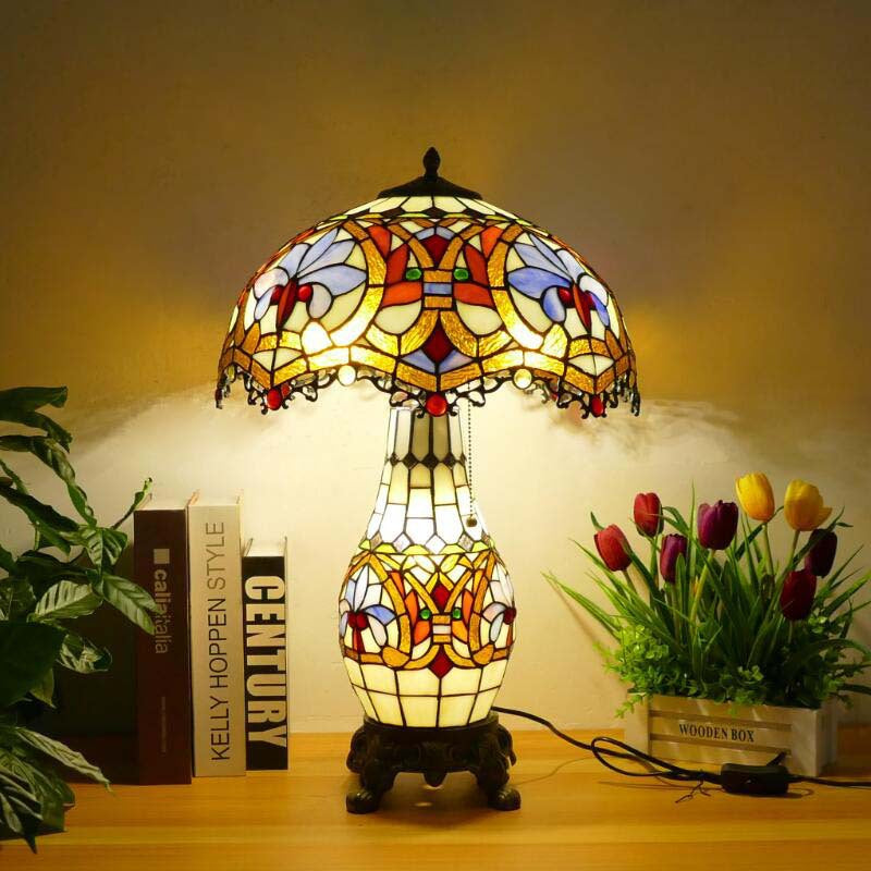 Baroque Umbrella Resin Stained 3-Light Table Lamp