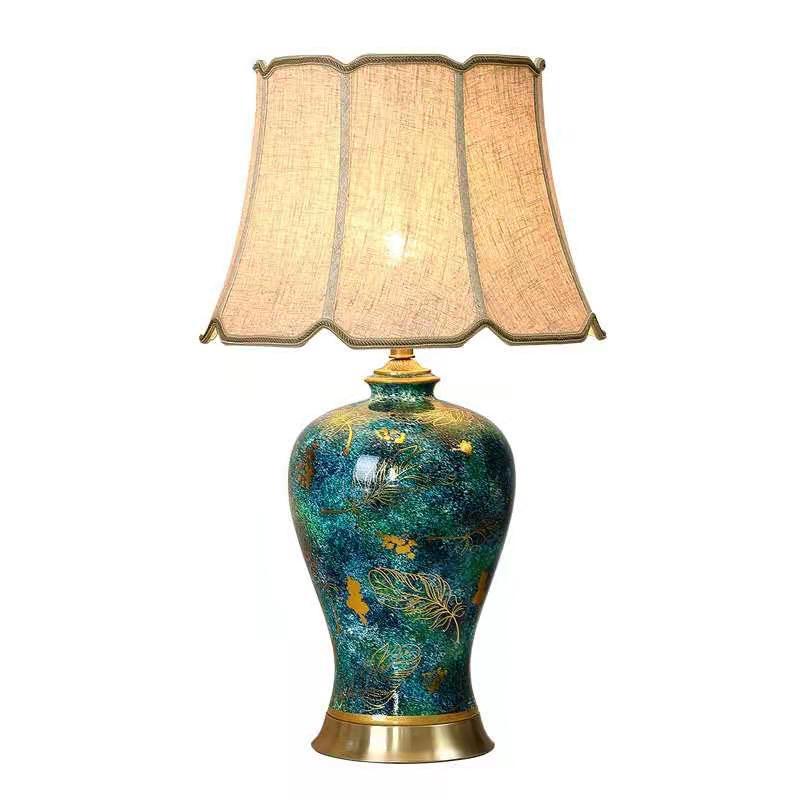 Fabric Ceramic Vase Home Table Lamp