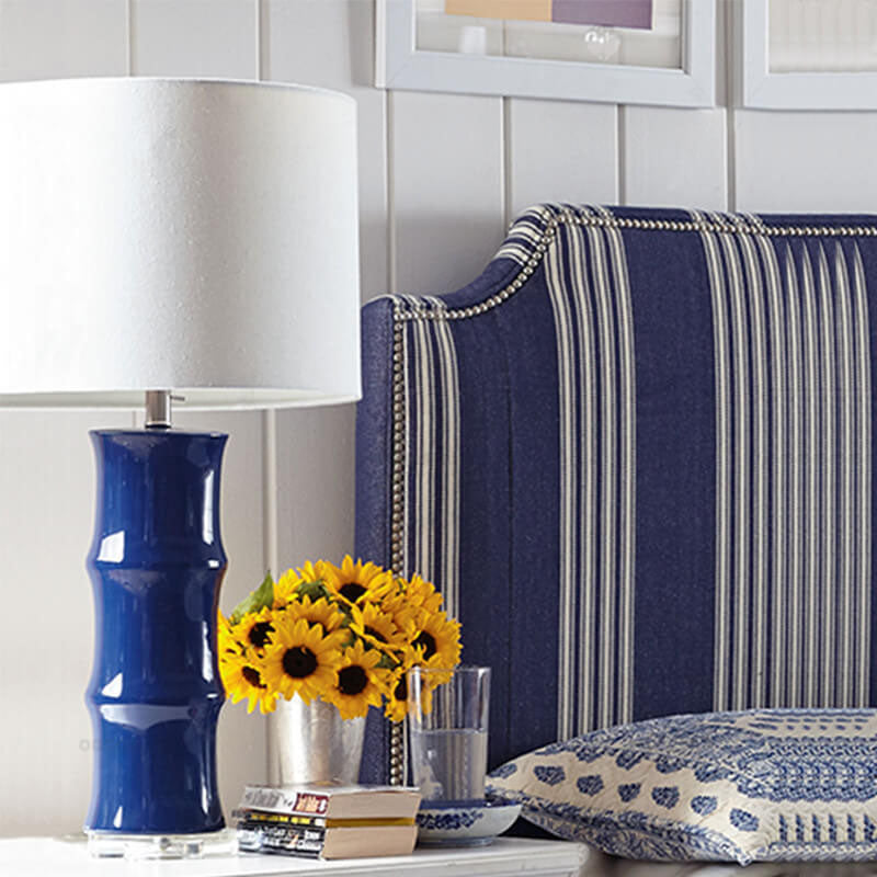 Blue White Ceramic Linen Table Lamp
