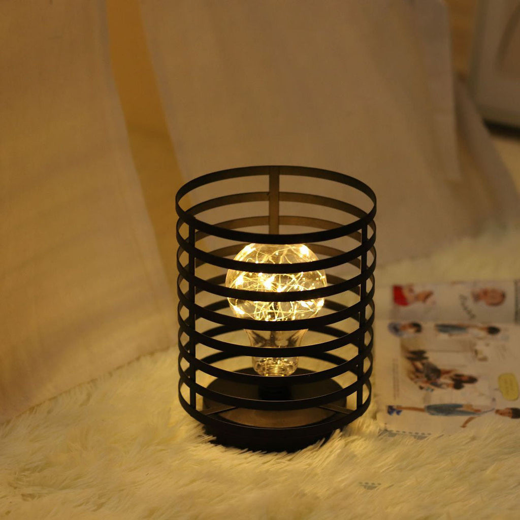 Round Column Iron Battery Table Lamp