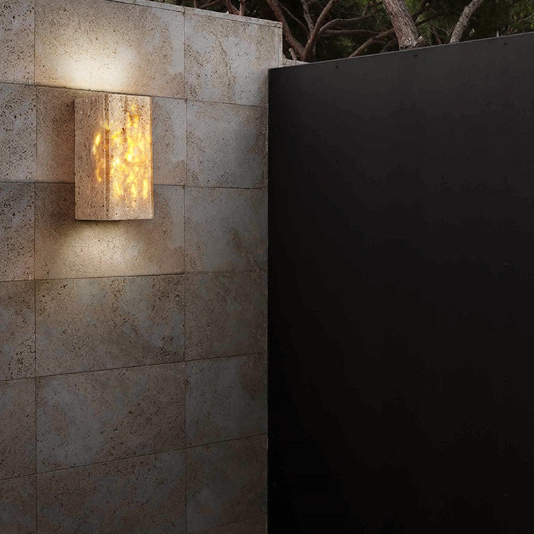 Yellow Travertine Square Hallway Wall Lamp