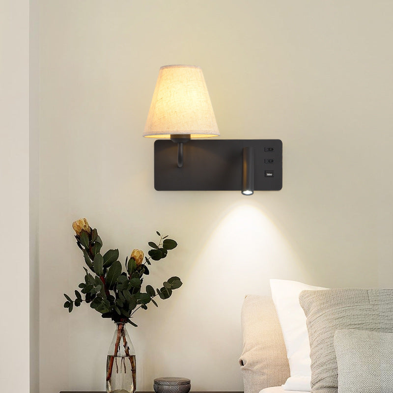 Iron Aluminum Fabric Cone Wall Lamp