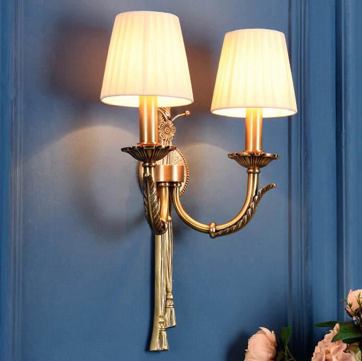 Floral Round Candle Holder 2-Light Wall Lamp