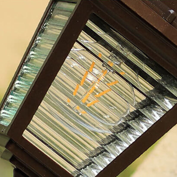 Striped Glass Square Cage Outdoor Light