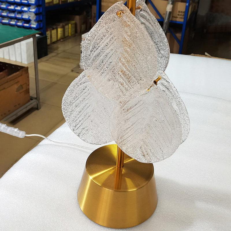 Metal Glass Fabric Cylinder Table Lamp