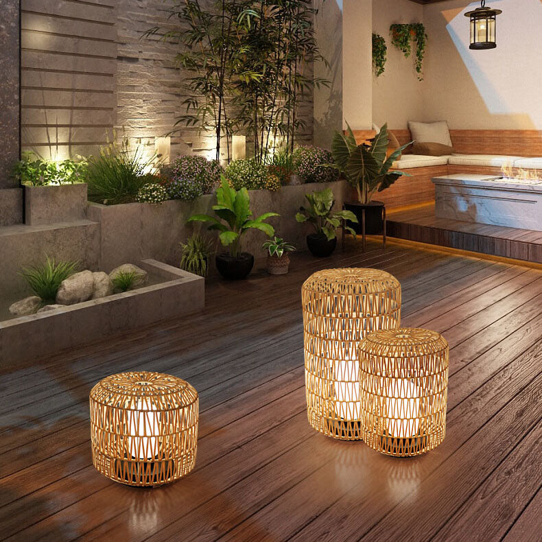 Rattan Column Lawn Outdoor Light