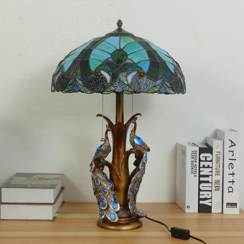 Stained Glass Resin Dome 2-Light Table Lamp