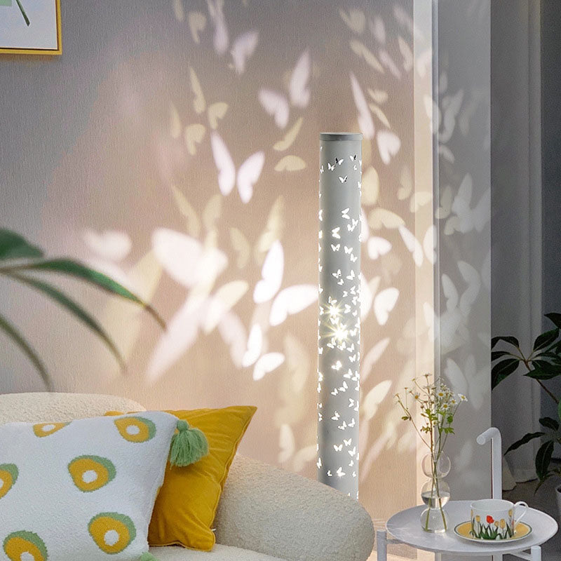 Cylinder Butterfly Iron Aluminum Floor Lamp