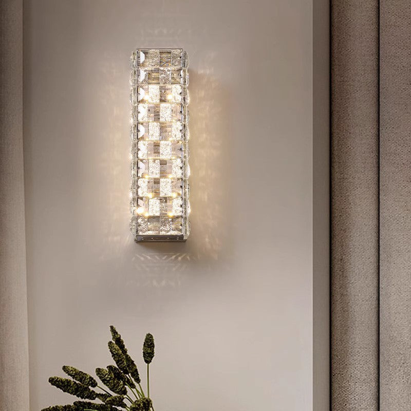 Rectangle Stainless Steel Crystal Wall Lamp