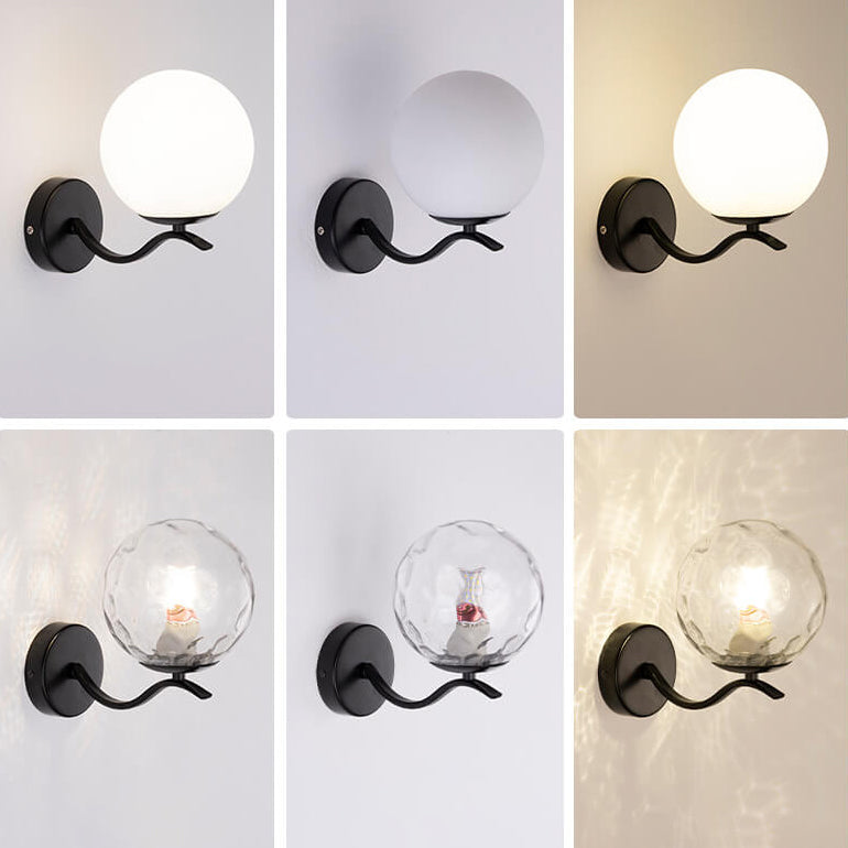 Iron Bracket Spherical Glass Wall Lamp