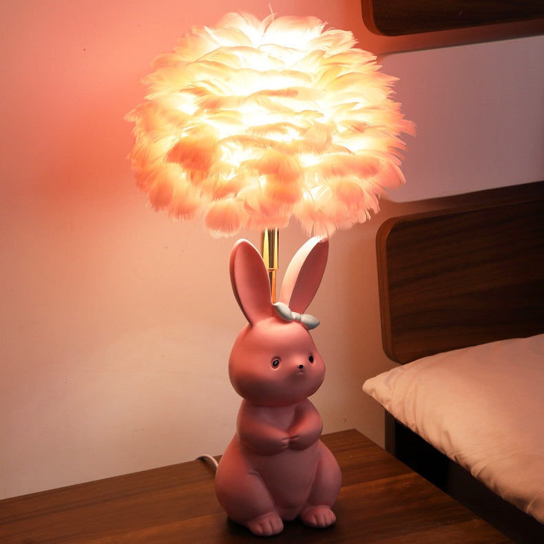 Rabbit Feather Orb Metal Table Lamp